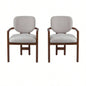 Dining Chairs Set of 2 Upholstered Arm Chairs, Rubber Wood Accent Chairs Beige Fabric Seating, 300 LBS Weight Capacity