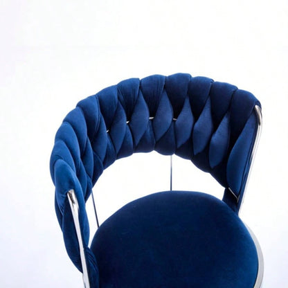 Set of 2 Bar Stools, with Footrest and Base Swivel Height Adjustable Mechanical Lifting Velvet+ Leg Simple Bar Stool - BLUE