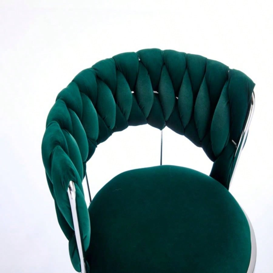 Set of 2 Bar Stools, with Footrest and Base Swivel Height Adjustable Mechanical Lifting Velvet+ Leg Simple Bar Stool - GREEN