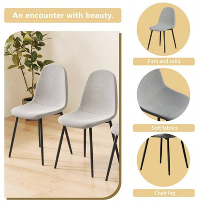 Dining Chairs Set of 4 modern kitchen dining chairs, linen padded seats, and sturdy black metal leg design beige dining table chairs Suitable home and office use