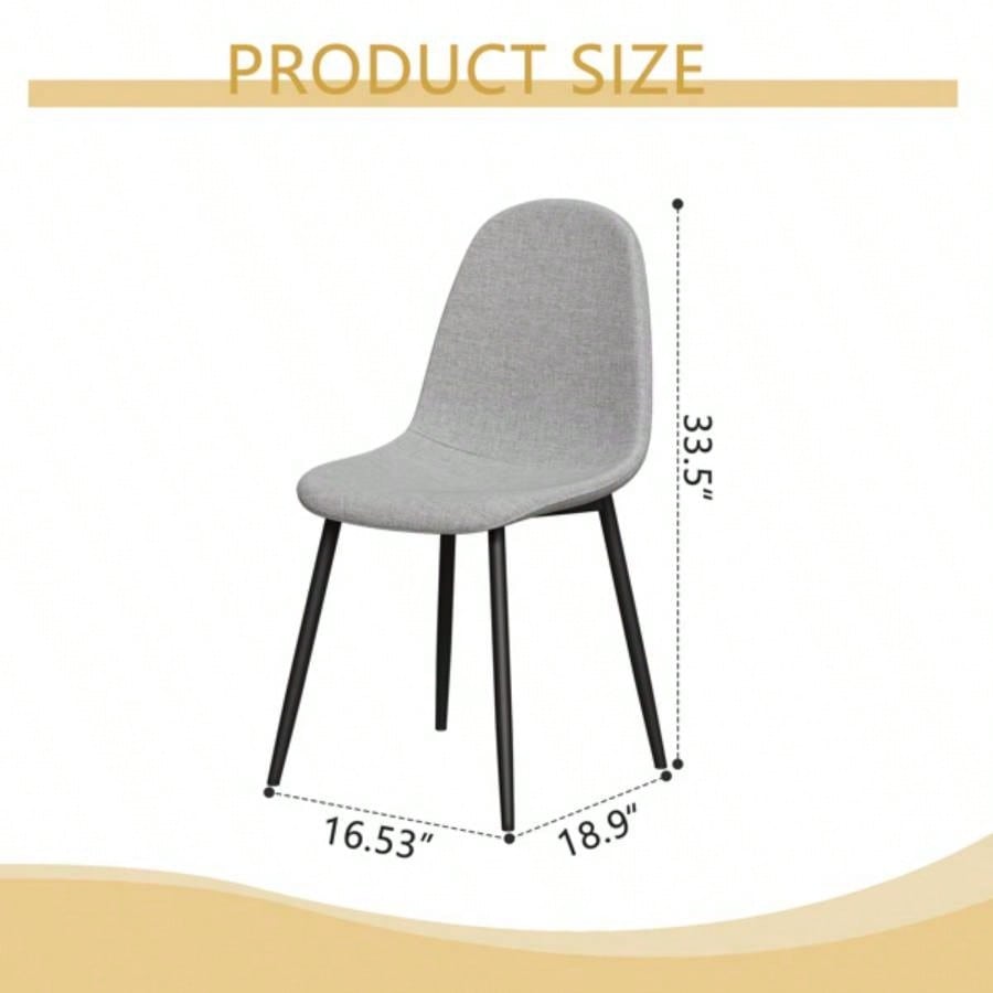 Dining Chairs Set of 4 modern kitchen dining chairs, linen padded seats, and sturdy black metal leg design beige dining table chairs Suitable home and office use