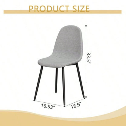 Dining Chairs Set of 4 modern kitchen dining chairs, linen padded seats, and sturdy black metal leg design beige dining table chairs Suitable home and office use