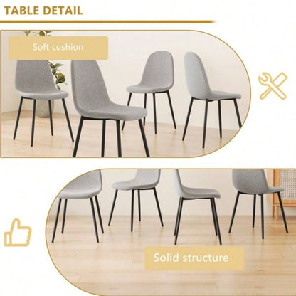 Dining Chairs Set of 4 modern kitchen dining chairs, linen padded seats, and sturdy black metal leg design beige dining table chairs Suitable home and office use