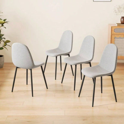 Dining Chairs Set of 4 modern kitchen dining chairs, linen padded seats, and sturdy black metal leg design beige dining table chairs Suitable home and office use