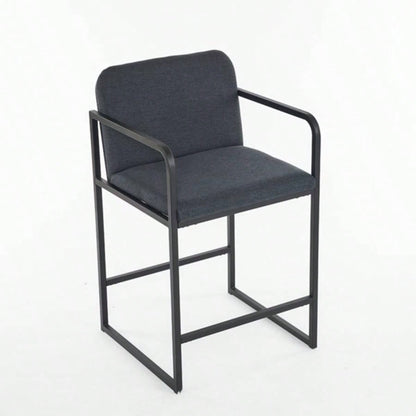 Set of 2, Modern Upholstered Counter Height Bar Stool with Armrests, Metal Frame and Padded, Comfortable Dining Chair Kitchen Island, Home Bar or Restaurant - Dark gray