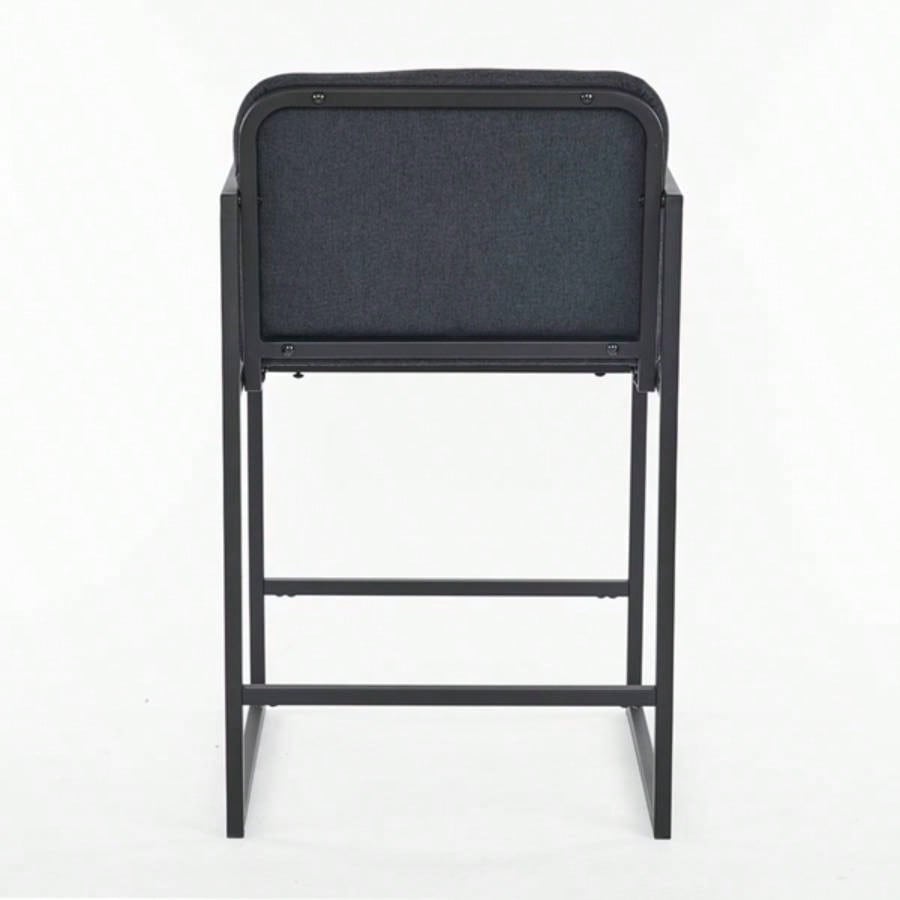 Set of 2, Modern Upholstered Counter Height Bar Stool with Armrests, Metal Frame and Padded, Comfortable Dining Chair Kitchen Island, Home Bar or Restaurant - Dark gray