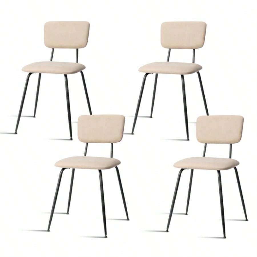 Set of 4 Modern Padded Dining Chairs Kitchen Bar Office Chair, White