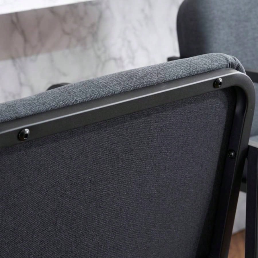 Set of 2, Modern Upholstered Counter Height Bar Stool with Armrests, Metal Frame and Padded, Comfortable Dining Chair Kitchen Island, Home Bar or Restaurant - Dark gray