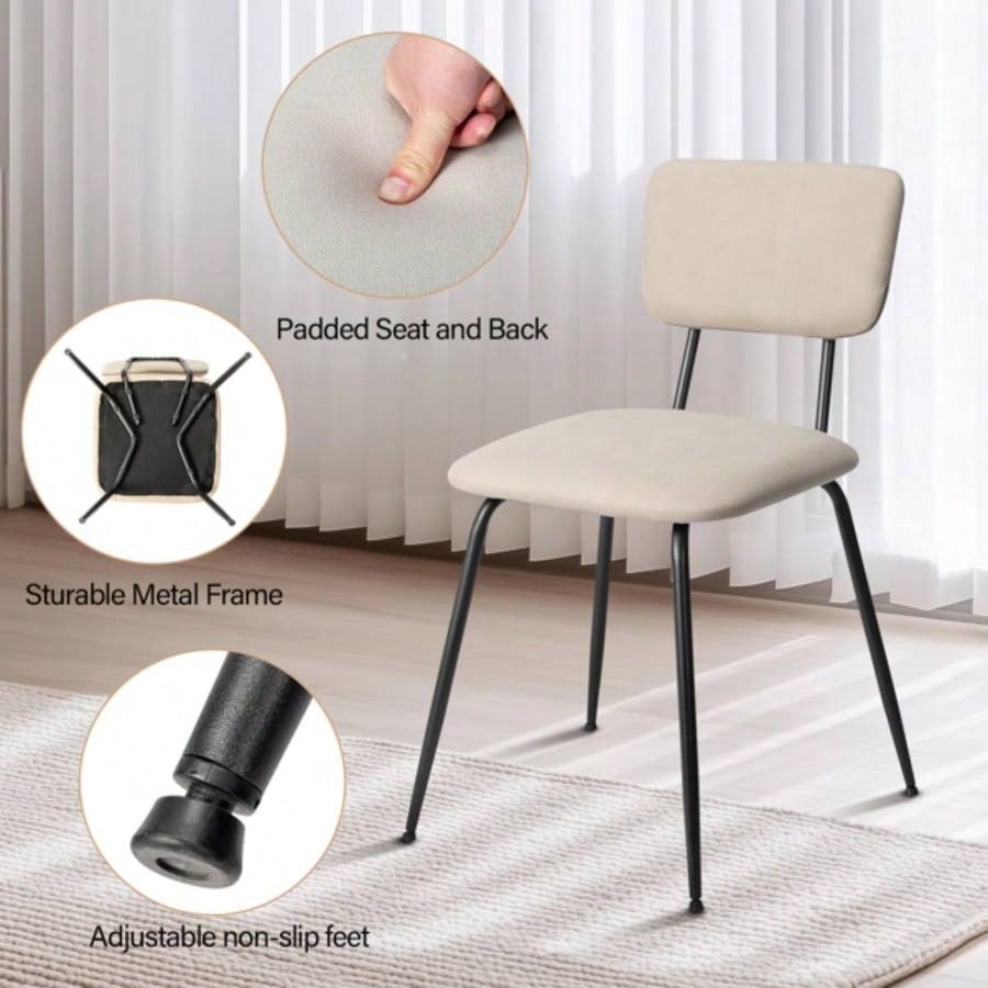 Set of 4 Modern Padded Dining Chairs Kitchen Bar Office Chair, White