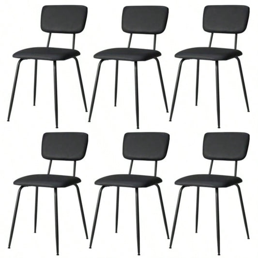 Set of 6 Modern Padded Dining Chairs Kitchen Bar Office Chair, Black