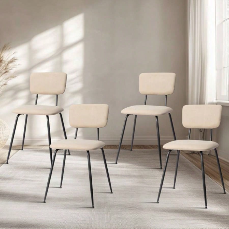 Set of 4 Modern Padded Dining Chairs Kitchen Bar Office Chair, White