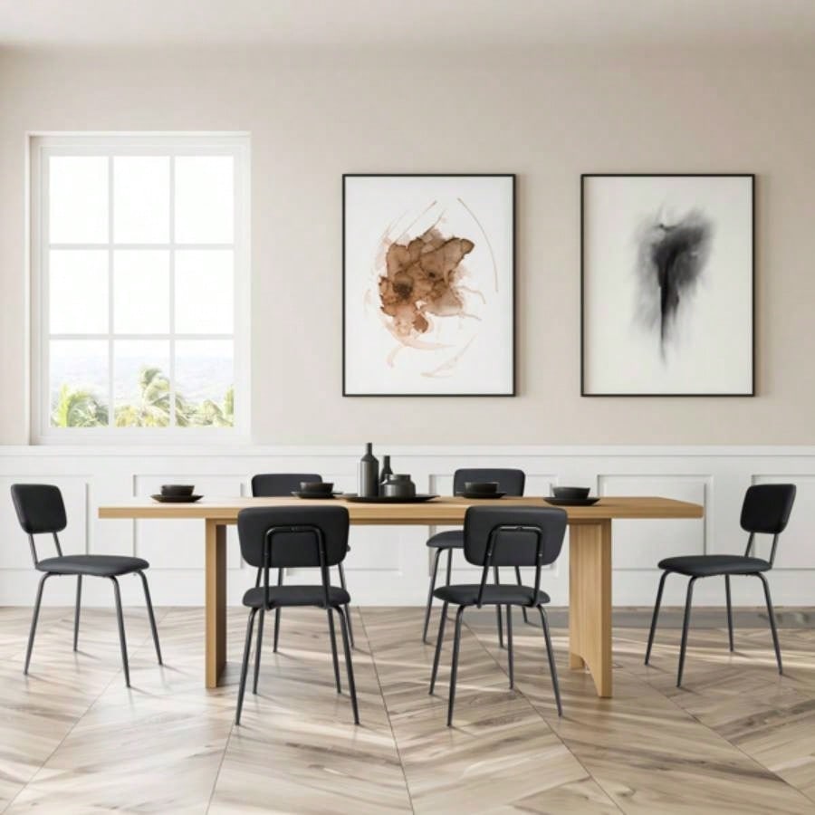 Set of 6 Modern Padded Dining Chairs Kitchen Bar Office Chair, Black