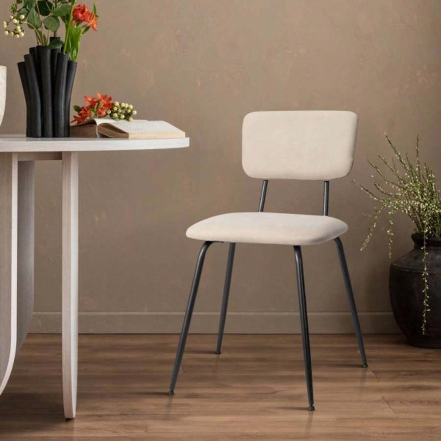 Set of 4 Modern Padded Dining Chairs Kitchen Bar Office Chair, White