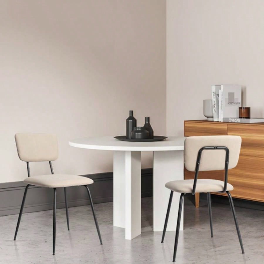 Set of 6 Modern Padded Dining Chairs Kitchen Bar Office Chair, White