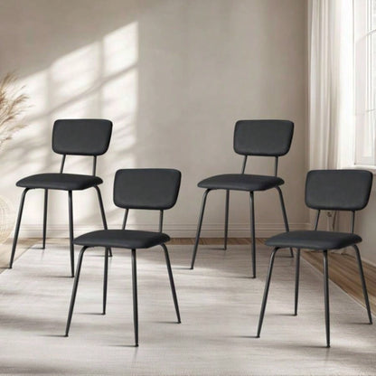 Set of 4 Modern Padded Dining Chairs Kitchen Bar Office Chair, Black