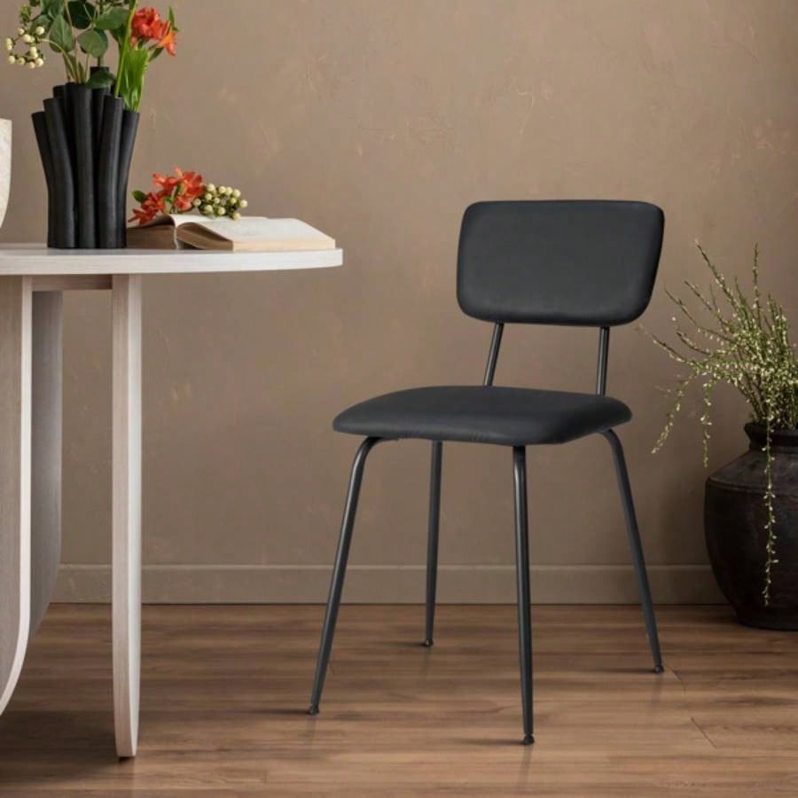 Set of 6 Modern Padded Dining Chairs Kitchen Bar Office Chair, Black