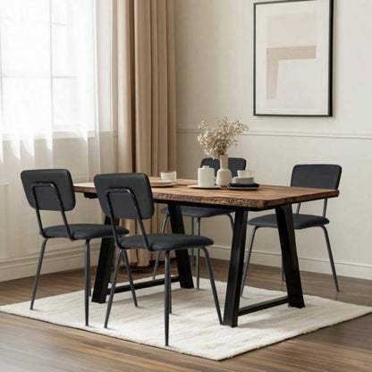 Set of 4 Modern Padded Dining Chairs Kitchen Bar Office Chair, Black