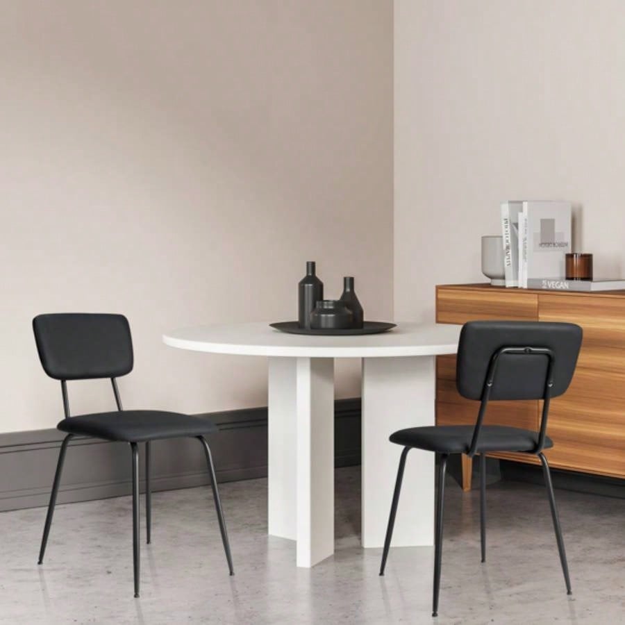 Set of 4 Modern Padded Dining Chairs Kitchen Bar Office Chair, Black
