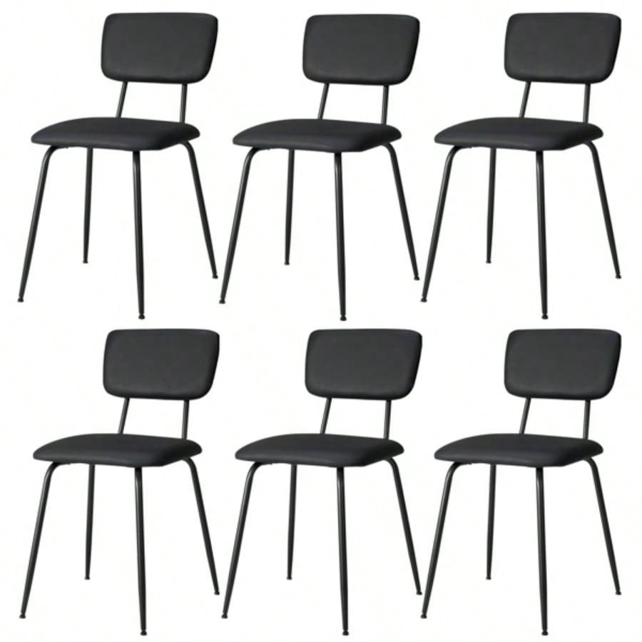 Set of 6 Modern Padded Dining Chairs Kitchen Bar Office Chair, Black