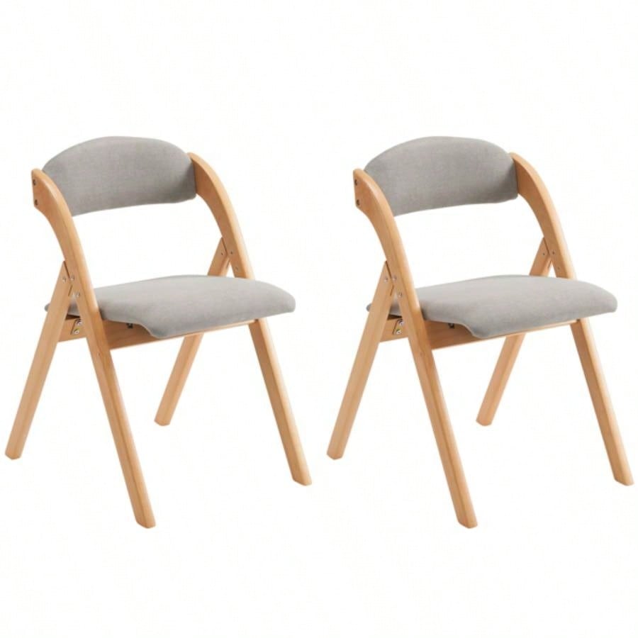 2 Pack Wooden Folding Chairs with Padded and Back, Modern Dining Chairs Chair Guests Living Room Office Wedding Party