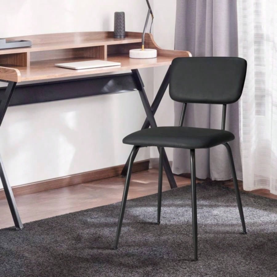 Set of 4 Modern Padded Dining Chairs Kitchen Bar Office Chair, Black