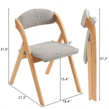 2 Pack Wooden Folding Chairs with Padded and Back, Modern Dining Chairs Chair Guests Living Room Office Wedding Party