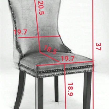 Furniture, Upholstered Wing - Back Dining Chair with Backstitching Nailhead Trim and Solid Wood, Set of 2, Beige