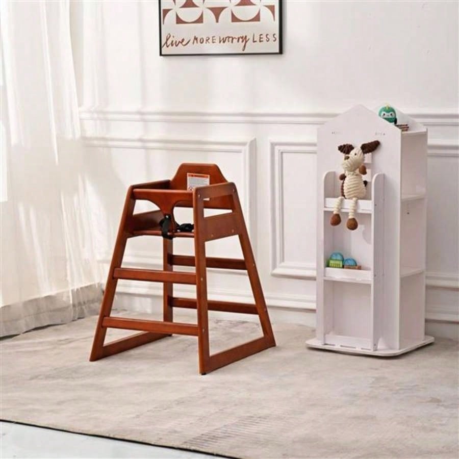 Wooden Double Solid Wood Feeding, Eat Grow Portable High, Easy to Clean Booster Chair in Walnut