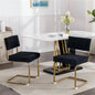 Furniture, Modern Dining Chairs with Corduroy Fabric, Gold Metal Base, Accent Armless Kitchen Chairs with Channel Tufting, Side Chairs, Set of 2, Black