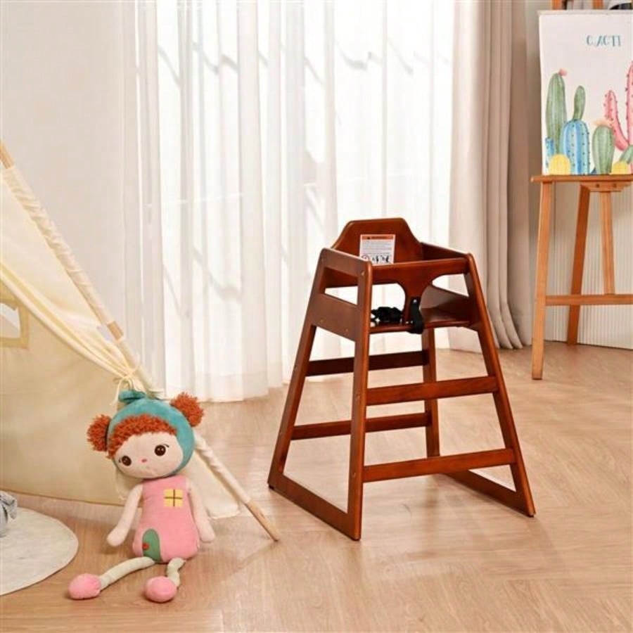 Wooden Double Solid Wood Feeding, Eat Grow Portable High, Easy to Clean Booster Chair in Walnut