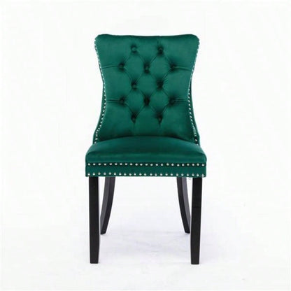 Modern, High - end Tufted Solid Wood Contemporary Velvet Upholstered Dining Chair with Wood Nailhead Trim 2 - Pcs Set, Green