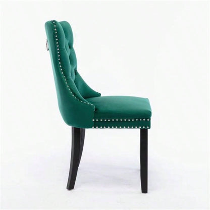 Modern, High - end Tufted Solid Wood Contemporary Velvet Upholstered Dining Chair with Wood Nailhead Trim 2 - Pcs Set, Green