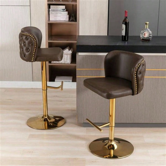 Furniture, Swivel Barstools Adjusatble Height, Modern PU Upholstered Bar Stools with whole Back Tufted, Home Pub and Kitchen IslandBrown, Set of 2