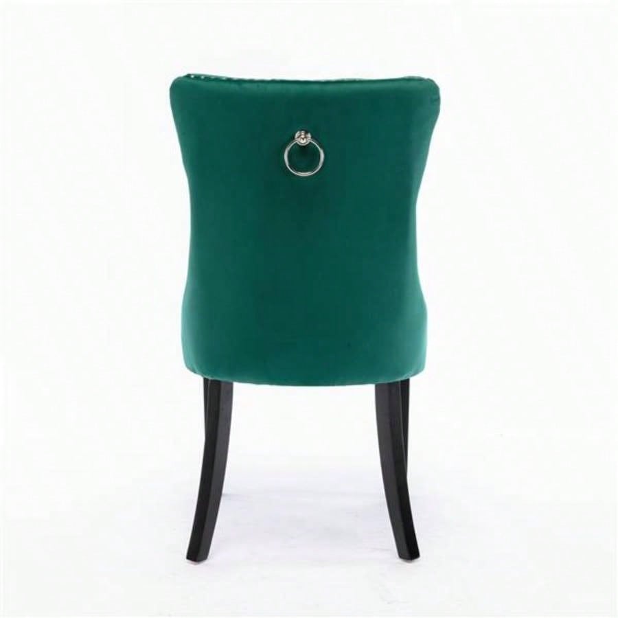 Modern, High - end Tufted Solid Wood Contemporary Velvet Upholstered Dining Chair with Wood Nailhead Trim 2 - Pcs Set, Green