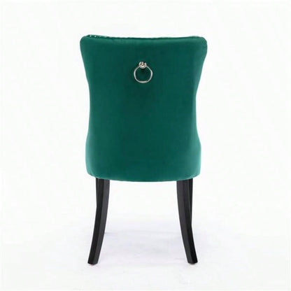 Modern, High - end Tufted Solid Wood Contemporary Velvet Upholstered Dining Chair with Wood Nailhead Trim 2 - Pcs Set, Green