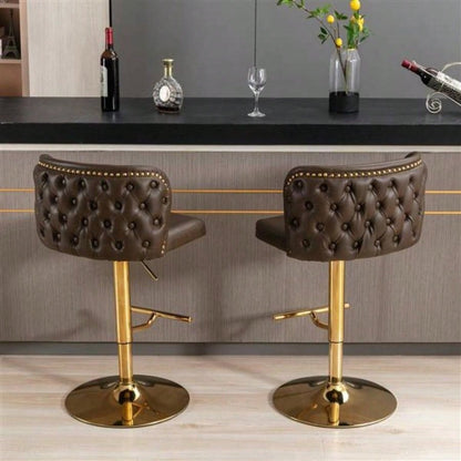 Furniture, Swivel Barstools Adjusatble Height, Modern PU Upholstered Bar Stools with whole Back Tufted, Home Pub and Kitchen IslandBrown, Set of 2
