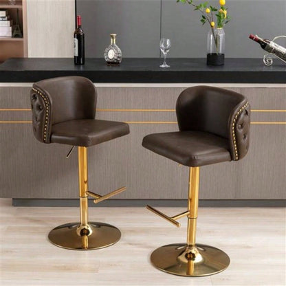 Furniture, Swivel Barstools Adjusatble Height, Modern PU Upholstered Bar Stools with whole Back Tufted, Home Pub and Kitchen IslandBrown, Set of 2