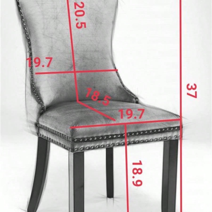 Furniture, Upholstered Wing - Back Dining Chair with Backstitching Nailhead Trim and Solid Wood, Set of 2, Blue