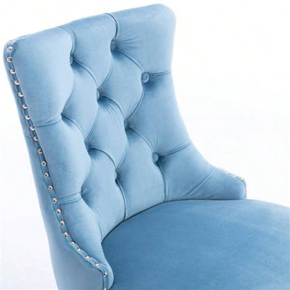 Contemporary Velvet Upholstered Barstools with Button Tufted Decoration and Wooden, and Nailhead Trim, Leisure Style Bar Chairs, Bar stools, Set of 2 Light BlueSW2002LB