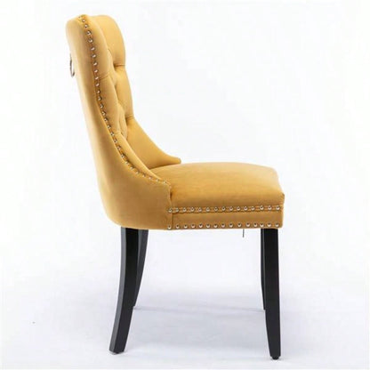 Modern, High - end Tufted Solid Wood Contemporary Velvet Upholstered Dining Chair with Wood Nailhead Trim 2 - Pcs Set, Gloden, SW2001GL