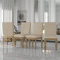 Set of 4 Dining chairs Wood Upholstered Fabirc Dining Room Chairs with Nailhead Natural Wood Wash