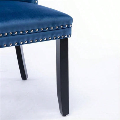 Modern, High - end Tufted Solid Wood Contemporary Velvet Upholstered Dining Chair with Wood Nailhead Trim 2 - Pcs Set, Blue