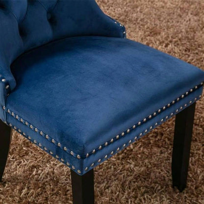 Modern, High - end Tufted Solid Wood Contemporary Velvet Upholstered Dining Chair with Wood Nailhead Trim 2 - Pcs Set, Blue