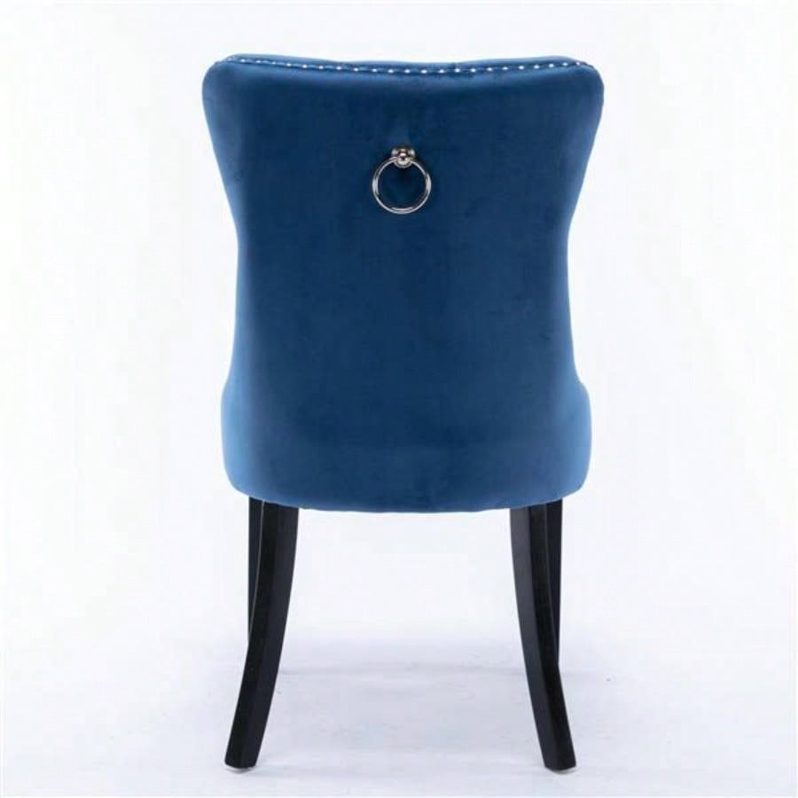 Modern, High - end Tufted Solid Wood Contemporary Velvet Upholstered Dining Chair with Wood Nailhead Trim 2 - Pcs Set, Blue