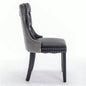 Furniture, Modern, High - end Tufted Solid Wood Contemporary PU and Velvet Upholstered Dining Chair with Wood Nailhead Trim 2 - Pcs Set Black+Gray, SW2101BG