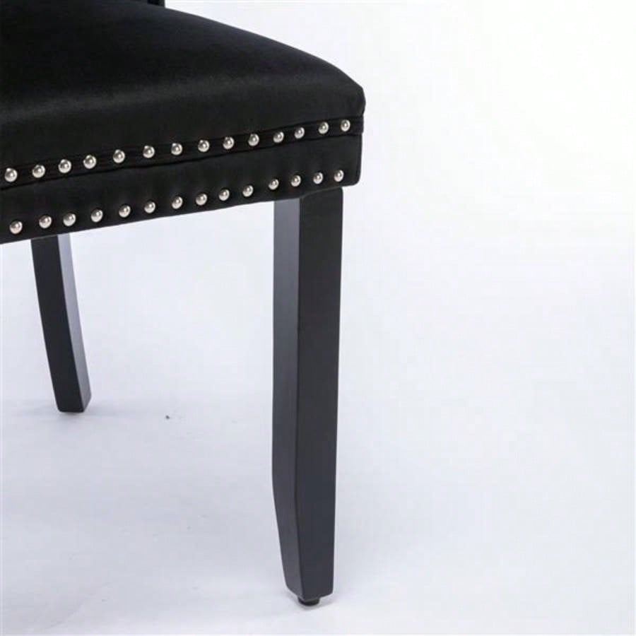 Modern, High - end Tufted Solid Wood Contemporary Velvet Upholstered Dining Chair with Wood Nailhead Trim 2 - Pcs Set, Black