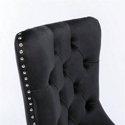 Modern, High - end Tufted Solid Wood Contemporary Velvet Upholstered Dining Chair with Wood Nailhead Trim 2 - Pcs Set, Black