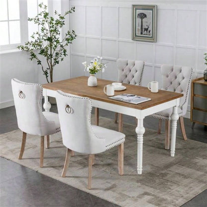 Modern, High - end Tufted Solid Wood Contemporary Flax Upholstered Dining Chair with Wood Nailhead Trim 2 - Pcs Set, Gray, SW6801BG