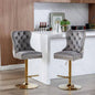 Furniture, Thick lden Swivel Velvet Barstools Adjusatble Height from 25 - 33 Inch, Modern Upholstered Bar Stools with Backs Comfortable Tufted Home Pub and Kitchen Island Gray, Set of 2