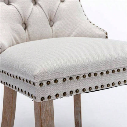 Modern, High - end Tufted Solid Wood Contemporary Flax Upholstered Dining Chair with Wood Nailhead Trim 2 - Pcs Set, Gray, SW6801BG